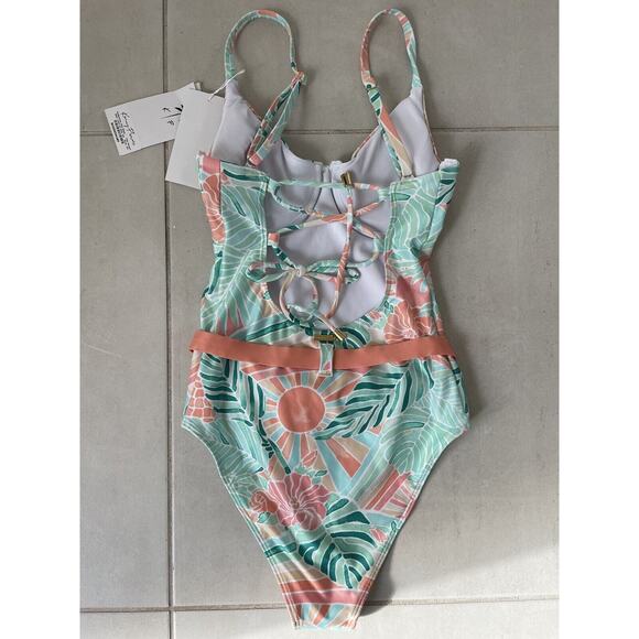 Kenny Flowers Swim One Piece Swimsuit Hawaiian Floral NO BELT - Picture 6 of 10